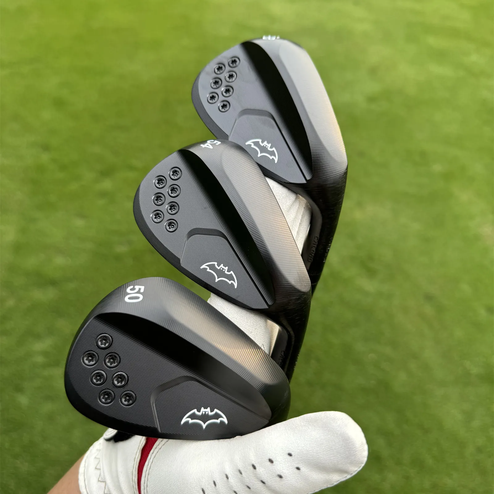 Calong Batman Golf Wedges Black/Silvery 48 50 52 54 56 58 60 62 Degree With Dynamic Golden S200 Steel Shaft Full Spin Milled Face -Removable Weights Sand Wedges - Image 5
