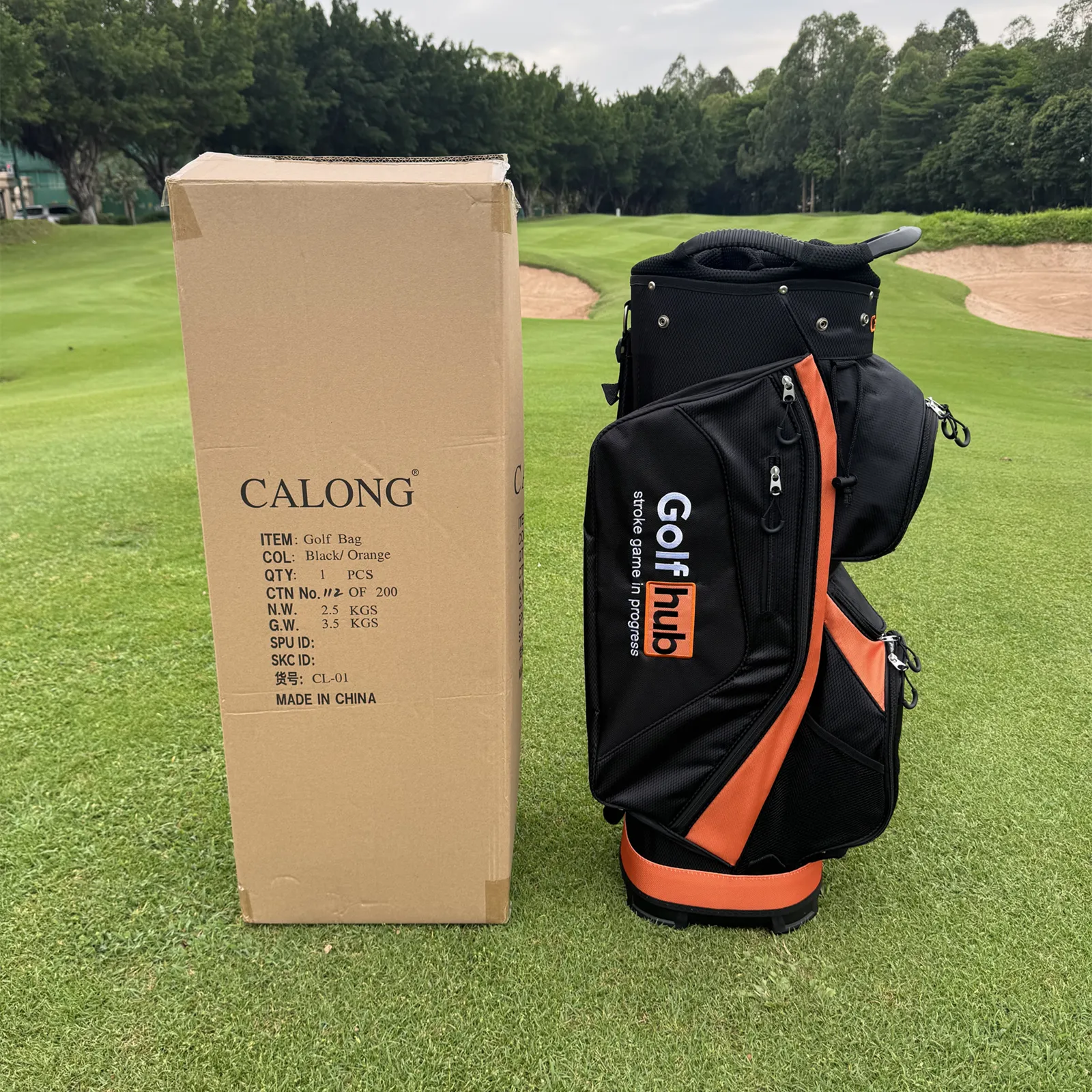 Premium Lightweight Calong Golf Hub 14-Way Golf Cart Bag With Full-Length Divider & 9 Zipper Pockets, Polyester Blend, Includes Hat Cover -Black/Orange - Image 12