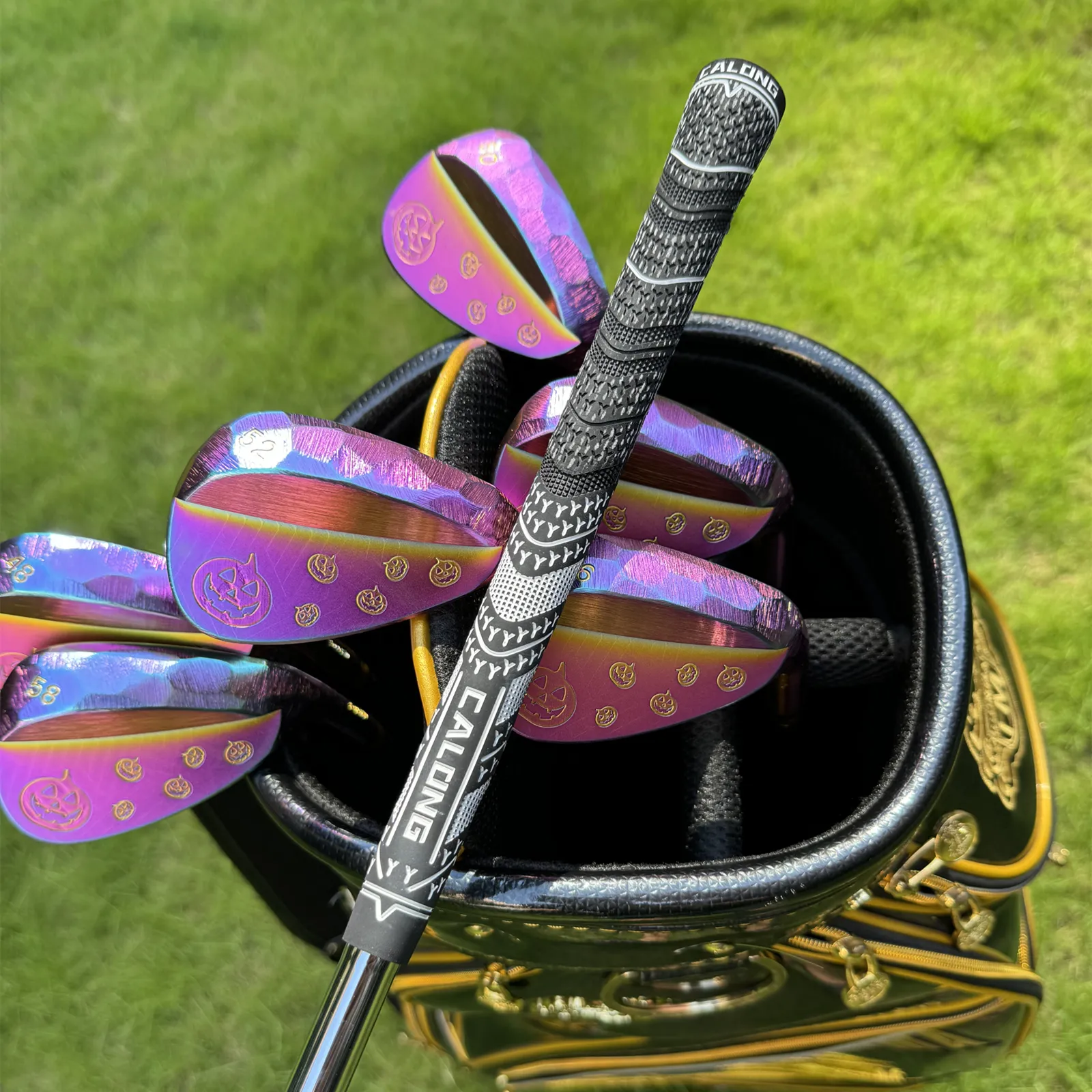 Calong Pumpkin Forged Golf Wedges Rainbow 48 50 52 54 56 58 60 Degree With Dynamic Golden S200 Steel Shaft Full Milled Face Sand Wedge - Image 11