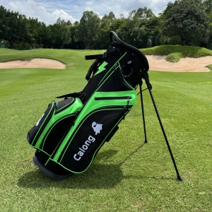 Premium Lightweight Calong Ghost Golf Stand Bag 6-Way Golf Cart Bag With Full-Length Divider 9 Zipper Pockets, Polyester Blend, Includes Hat Cover - Black/Green