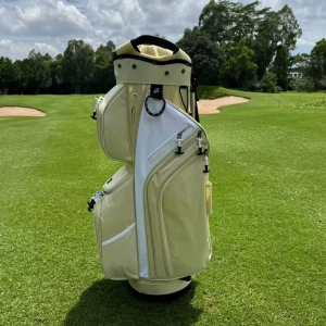 Premium Golf Bag 14-Way Golf Cart Bag with Full-Length Divider & 9 Zippe rPockets, Polyester Blend, Includes Hat Cover -Off-White Color