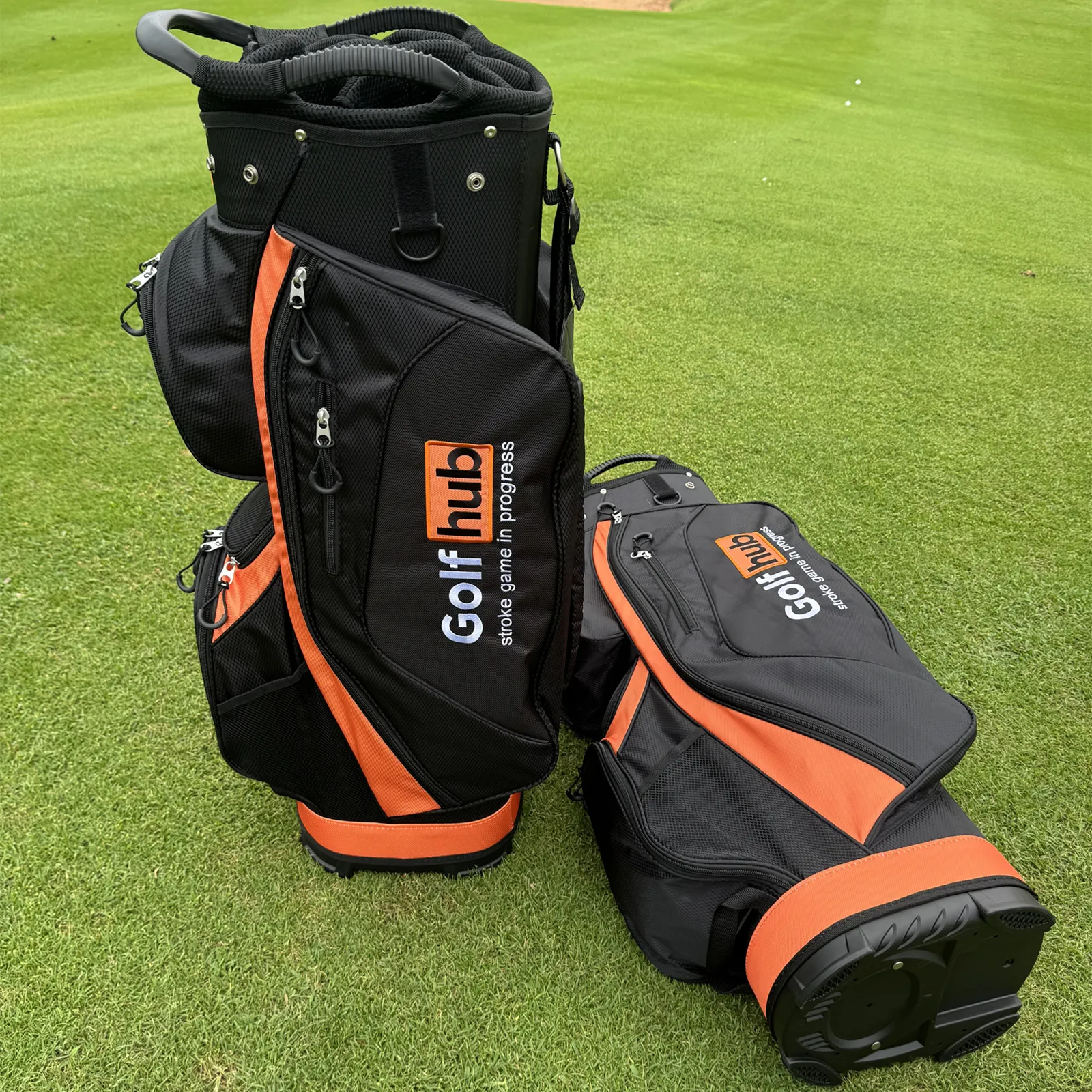Premium Lightweight Calong Golf Hub 14-Way Golf Cart Bag With Full-Length Divider & 9 Zipper Pockets, Polyester Blend, Includes Hat Cover -Black/Orange - Image 11