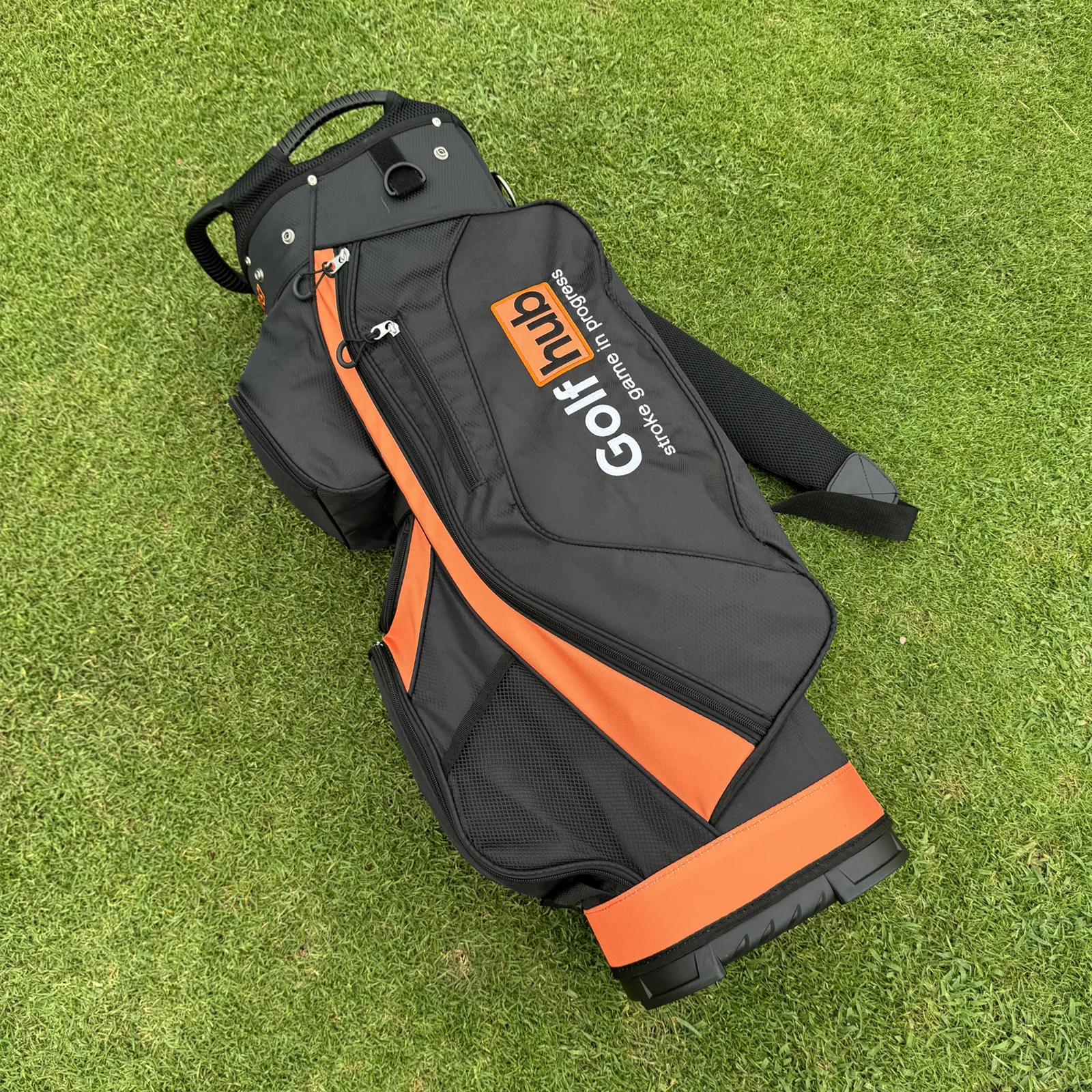 Premium Lightweight Calong Golf Hub 14-Way Golf Cart Bag With Full-Length Divider & 9 Zipper Pockets, Polyester Blend, Includes Hat Cover -Black/Orange - Image 9